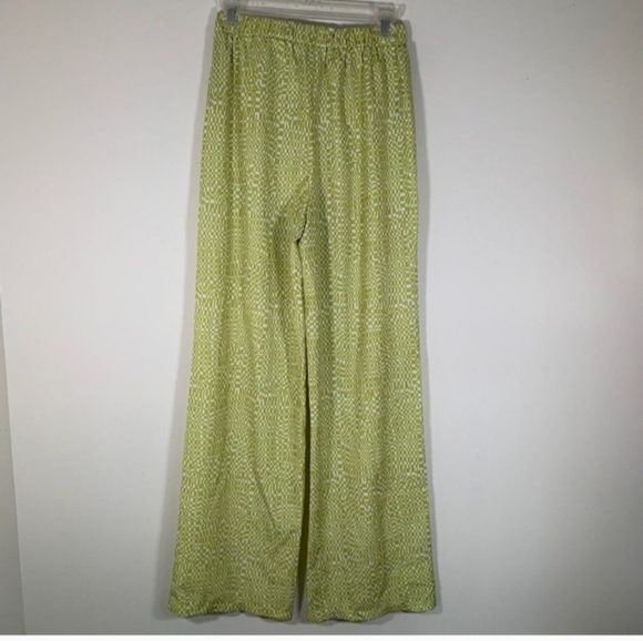 Missguided Pants Women’s 4 Green Satin Pull On Wide Leg High Rise - Picture 2 of 5